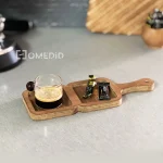 سینی چوبی اسپرسو طرح دو خانه دسته دار کد 403